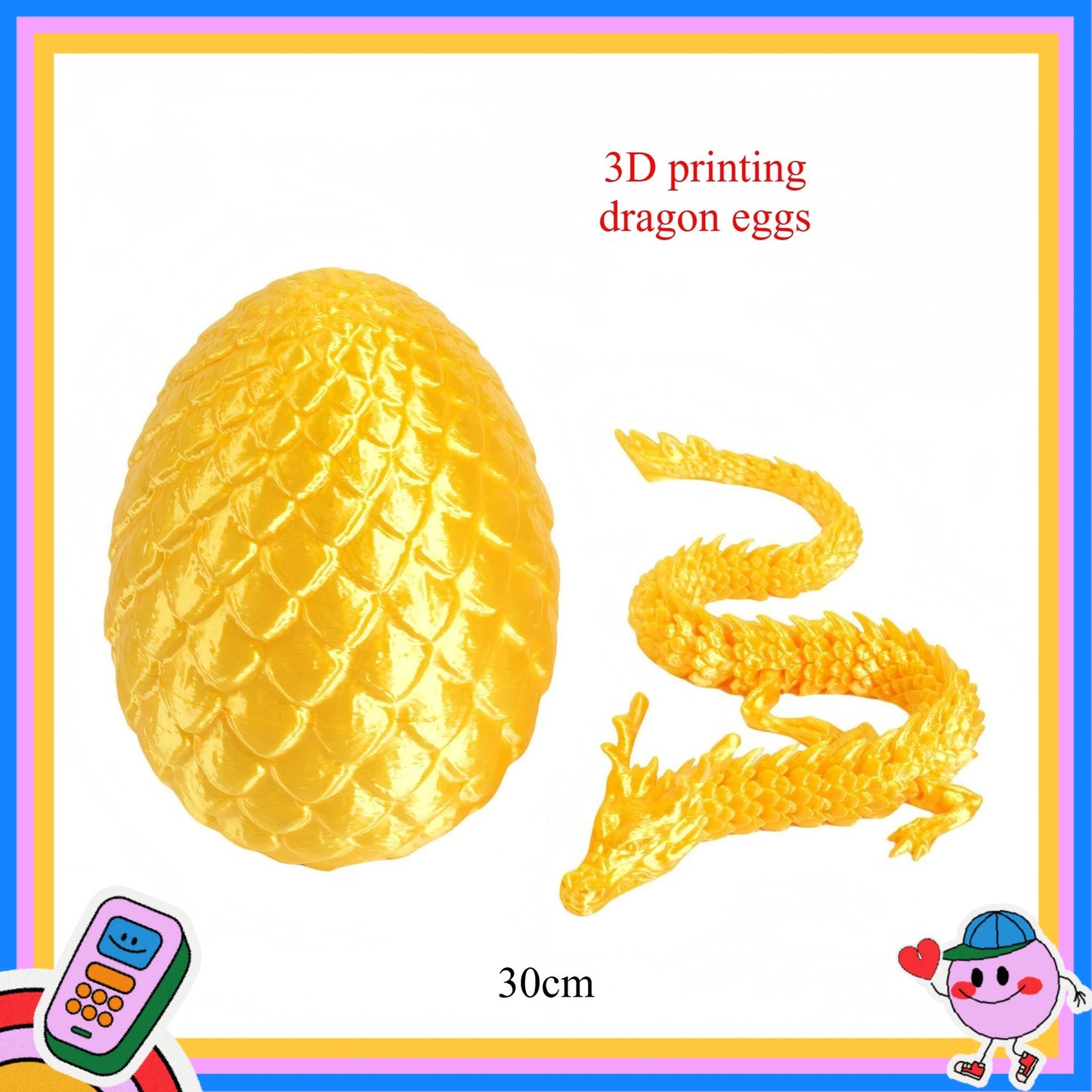3D Printed Dragon Eggs, Containing Little Dragons, Easter 3D Movable Eggs, Stress-Relieving Toys, Surprise Printed Animal Toys
