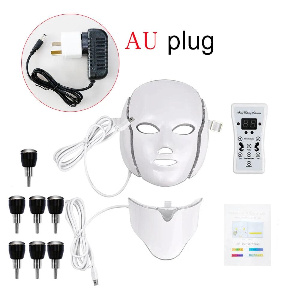 7 Colors LED Face Neck Mask Whitening Anti-Wrinkle LED Skin Care Anti Acne Removal Mask Face Mask Beauty SPA Wrinkle Remover