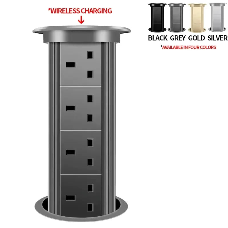 Kitchen Counter Pop Up Socket With USB Worktop Electrical Lifting Plug Outlet Tower Wireless Charger Smart Motorized Power Hub