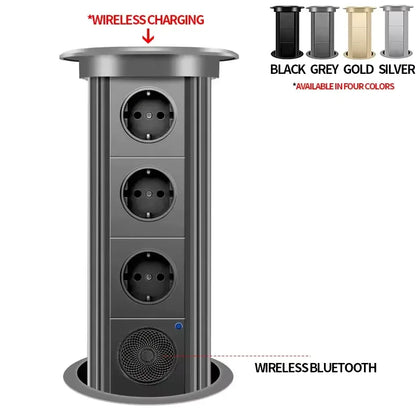 Kitchen Counter Pop Up Socket With USB Worktop Electrical Lifting Plug Outlet Tower Wireless Charger Smart Motorized Power Hub