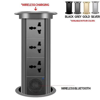 Kitchen Counter Pop Up Socket With USB Worktop Electrical Lifting Plug Outlet Tower Wireless Charger Smart Motorized Power Hub
