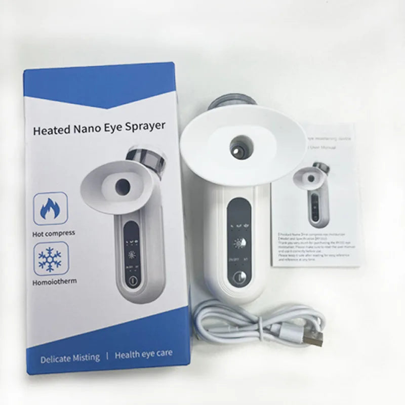 Electric Eye Massager with Nano Steam Hot Compress  and Moisturizing Spray Eye Massage Device for Eye Fatigue Relief and Care
