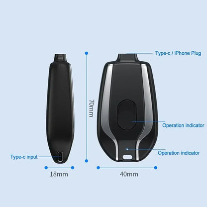 Mini Power Bank Key Ring 1500mAh Type-C Portable Keychain Charger External Spare Battery Pack for Iphone Xiaomi HUAWEI Powerbank