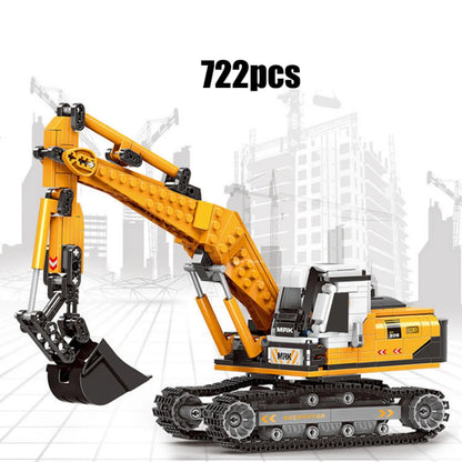 City technical MOC WheelLoader Car Heavy Mining Truck Crane Building Blocks DIY Engineering Excavator Bricks Toy For Children