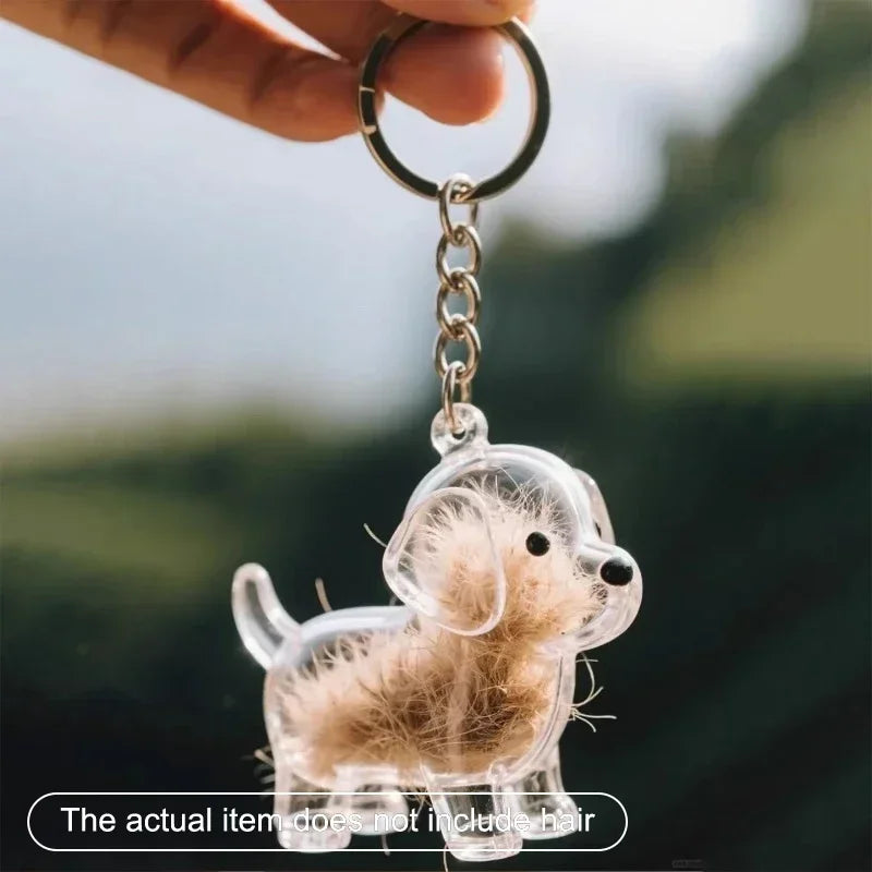 Dog Cat Hair Keychain Fur Container To Fill with Key Ring Accessories Capsule Pendant Storage Bag Pet Put in Keepsake Poodle