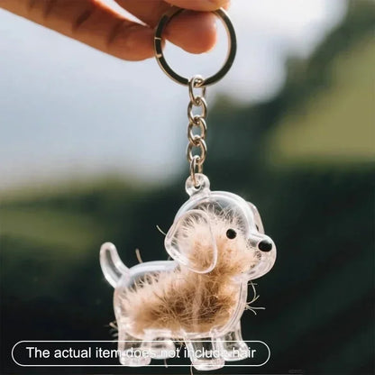 Dog Cat Hair Keychain Fur Container To Fill with Key Ring Accessories Capsule Pendant Storage Bag Pet Put in Keepsake Poodle