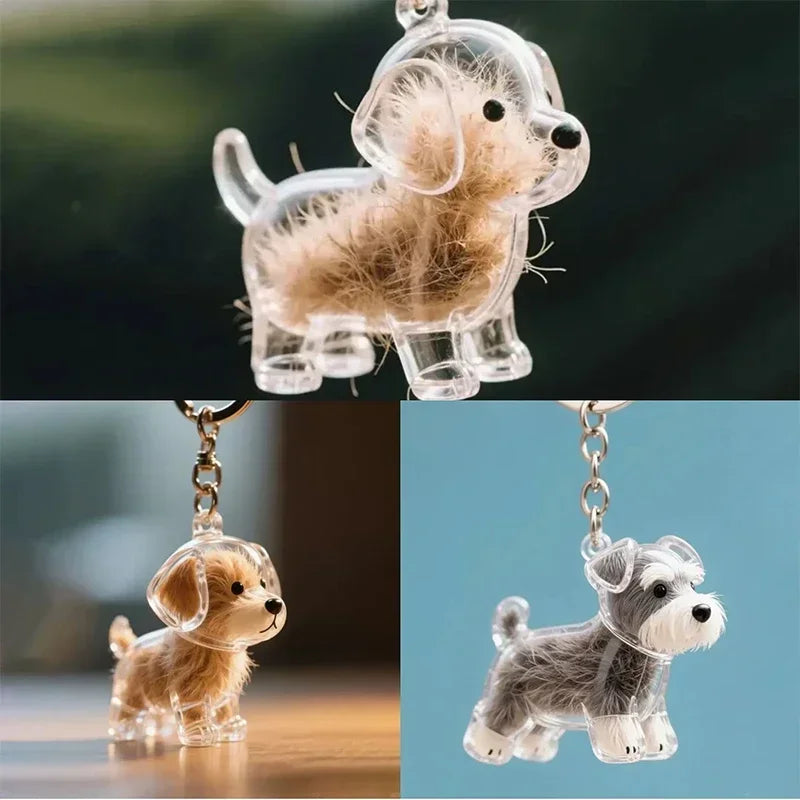 Dog Cat Hair Keychain Fur Container To Fill with Key Ring Accessories Capsule Pendant Storage Bag Pet Put in Keepsake Poodle
