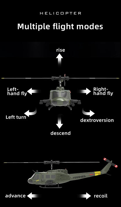 C032 UH-1 brushless RTF RC Helicopter 6-axis Gyroscope One Click 3D Flip Optical flow positioning UH1 helicopter model Hobby Toy