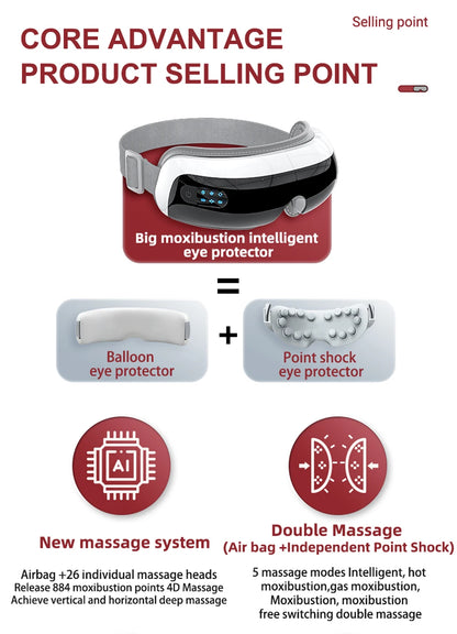 Electric Eye Massager 4D Music Hot Compress Air Bag Pressure Vibration Massage Eye Care Instrument Relief Fatigue Improve Sleep