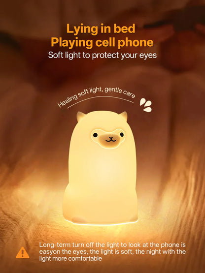 Cute Pear Night Light 7-Color Dimmable Touch-Controlled Night Light Silicone Stress Reducing Pat Duck Lamp USB Rechargeable