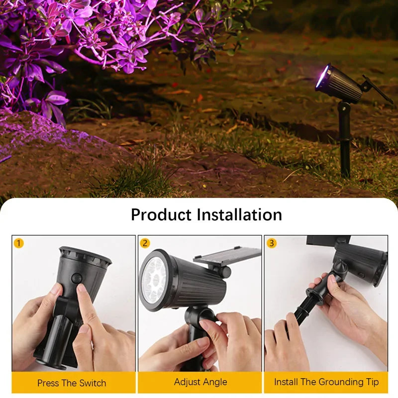 9 LEDs Solar Spotlights, Outdoor IP65 Waterproof, Spot Lights, Brightness Adjustable for Garden Backyard Driveway Patio Decor