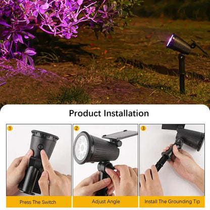 9 LEDs Solar Spotlights, Outdoor IP65 Waterproof, Spot Lights, Brightness Adjustable for Garden Backyard Driveway Patio Decor