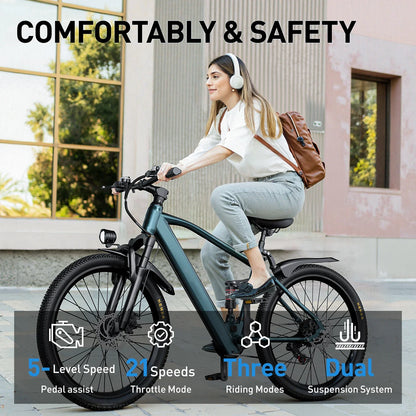 Aairsk GT900 Ebike 250W Motor 36V 13AH Battery Electric Bicycle Mountain OffRoad Full Suspension Adult 26Inch Tire Electric Bike