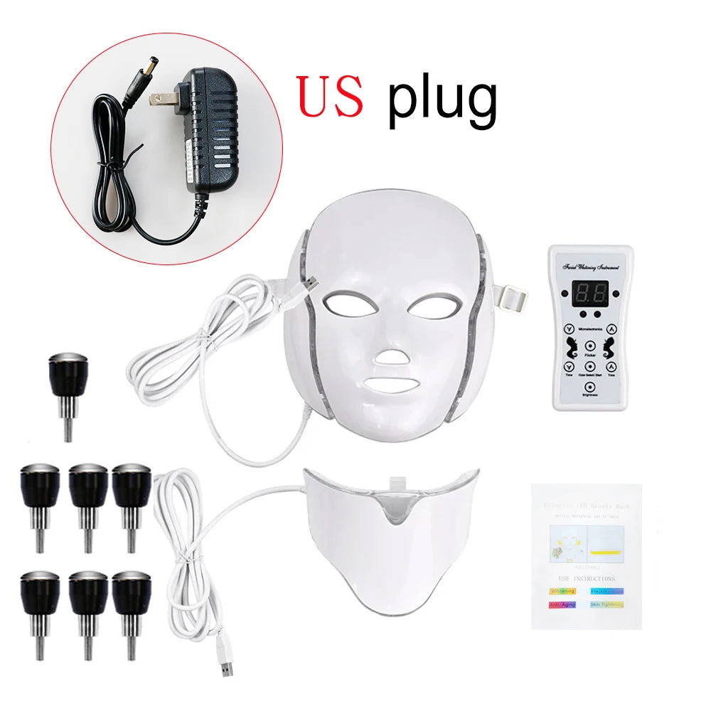 7 Colors LED Face Neck Mask  Whitening  Anti-Wrinkle LED Skin Care Anti Acne Removal Mask Face Mask Beauty SPA Wrinkle Remover