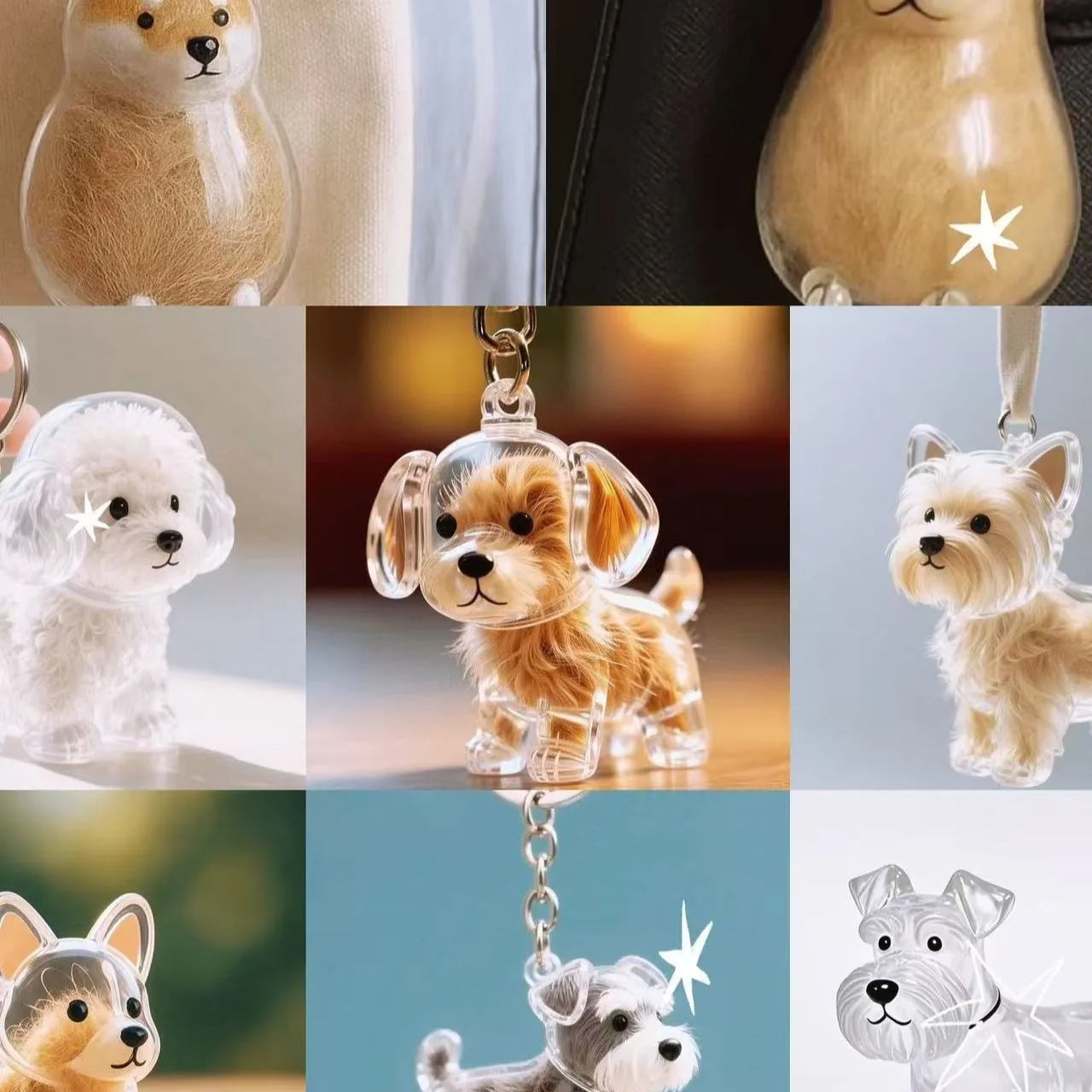 Dog Cat Hair Keychain Fur Container To Fill with Key Ring Accessories Capsule Pendant Storage Bag Pet Put in Keepsake Poodle