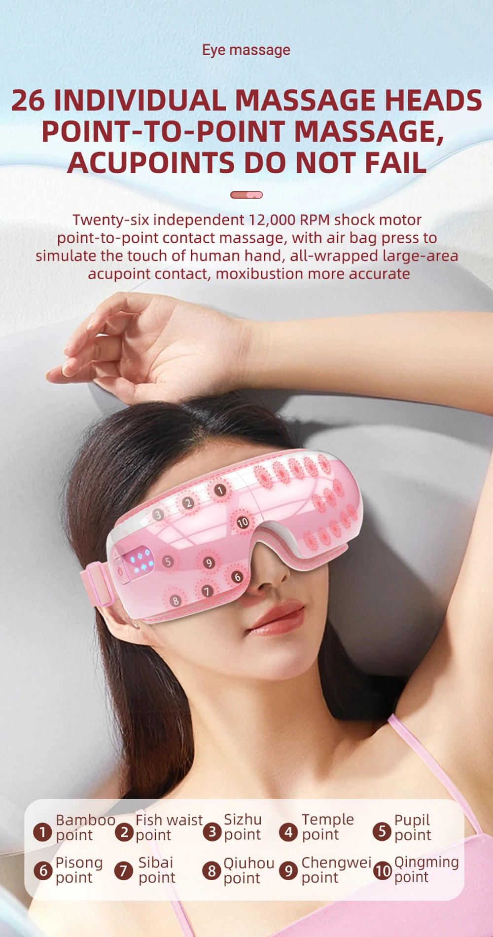 Electric Eye Massager 4D Music Hot Compress Air Bag Pressure Vibration Massage Eye Care Instrument Relief Fatigue Improve Sleep