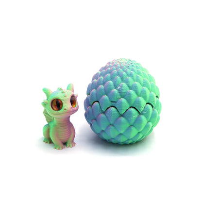 Cute Mini 3D Printing Dragon + Egg Toy Set Creative Simulation Dragon Egg Model Easter Home Decoration Ornaments Children Gifts