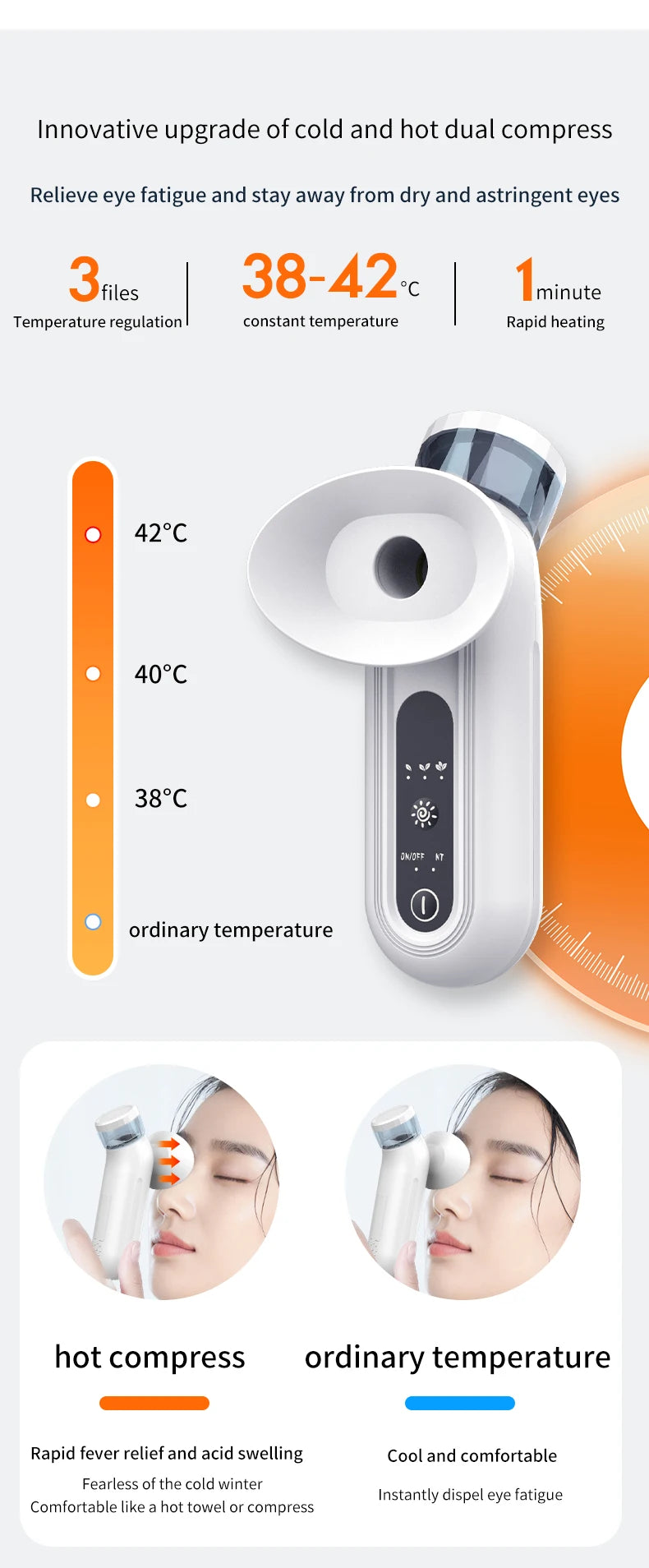 Electric Eye Massager with Nano Steam Hot Compress  and Moisturizing Spray Eye Massage Device for Eye Fatigue Relief and Care