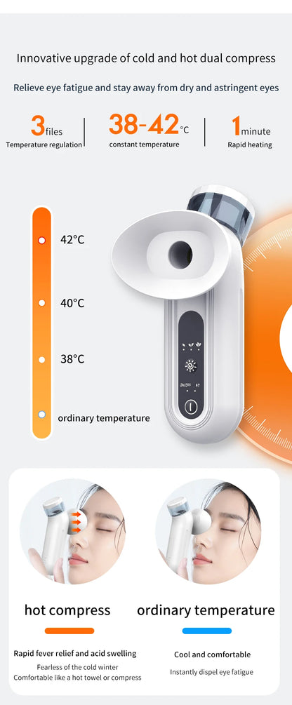 Electric Eye Massager with Nano Steam Hot Compress  and Moisturizing Spray Eye Massage Device for Eye Fatigue Relief and Care