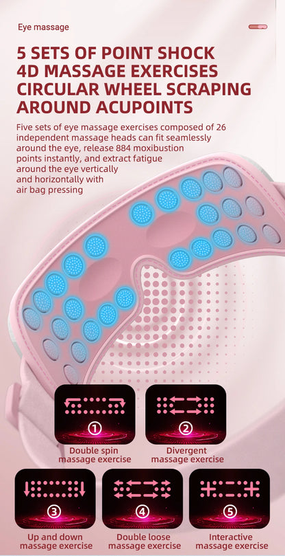 Electric Eye Massager 4D Music Hot Compress Air Bag Pressure Vibration Massage Eye Care Instrument Relief Fatigue Improve Sleep