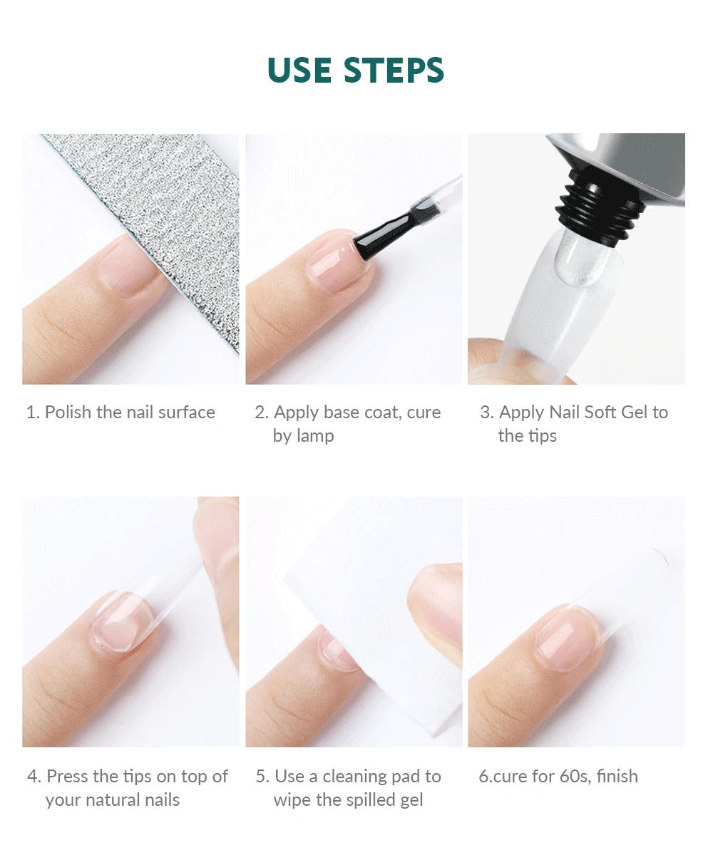 Nailpop 20g Soft Fake Nail Tips Gel Glue Polish Soak Off UV LED Nail Art Gel Short False Nail Extension Function Adhesive Gel