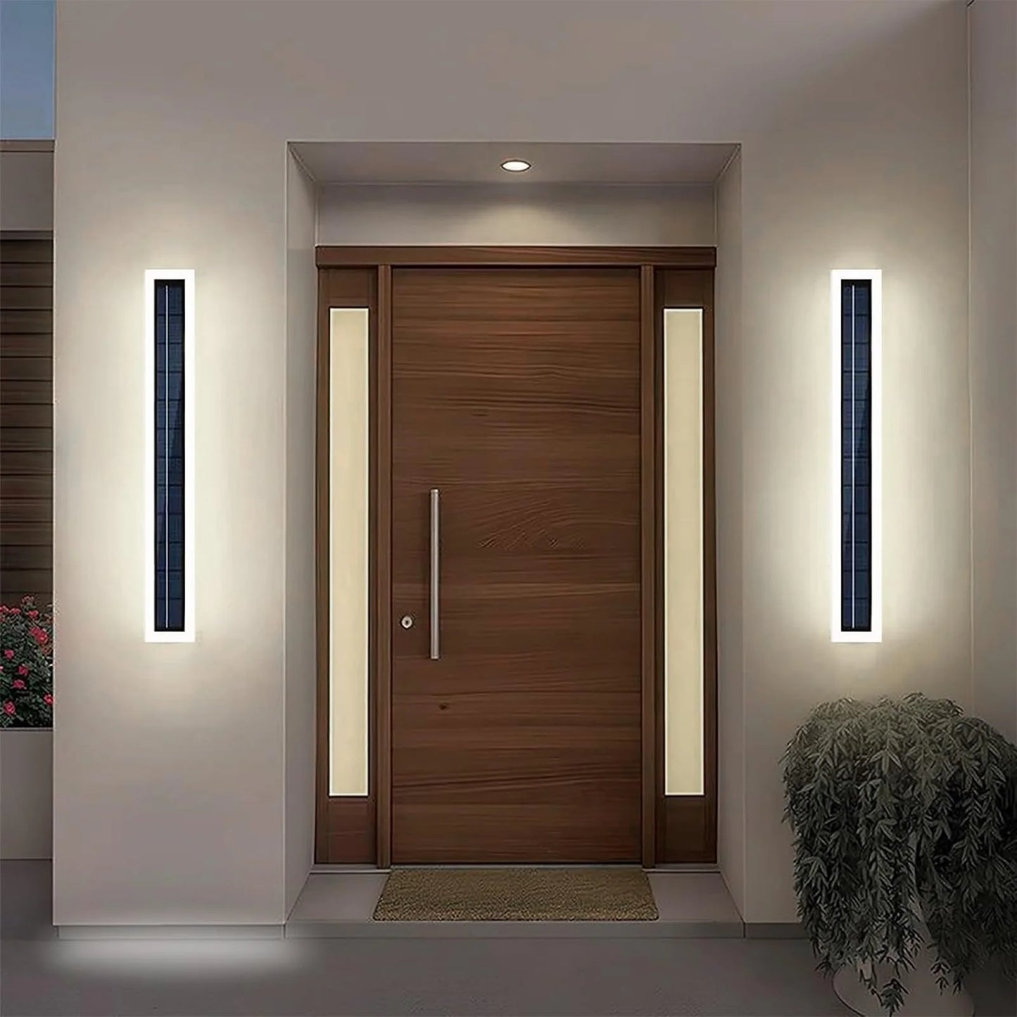 Solar Wall Lights Outdoor IP65 Waterproof LED 60CM Long, Acrylic Lampshade 10W Wall Mount Light for Porch Patio Entryway