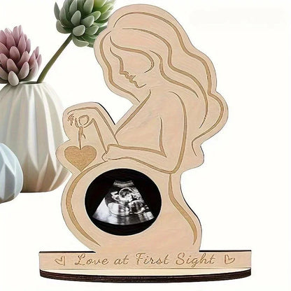 Wood Baby Ultrasound Photo Frame Pregnant Mother Keepsakes Infant Sonogram Picture Frame Ornament Gift To Expectant Mother