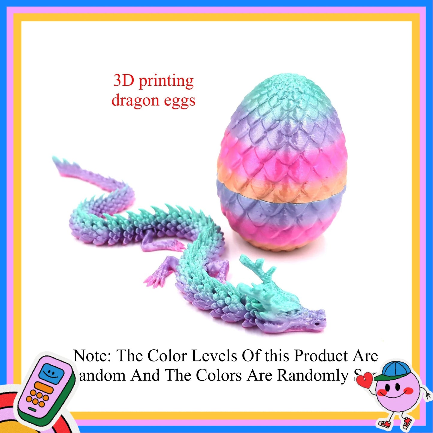 3D Printed Dragon Eggs, Containing Little Dragons, Easter 3D Movable Eggs, Stress-Relieving Toys, Surprise Printed Animal Toys