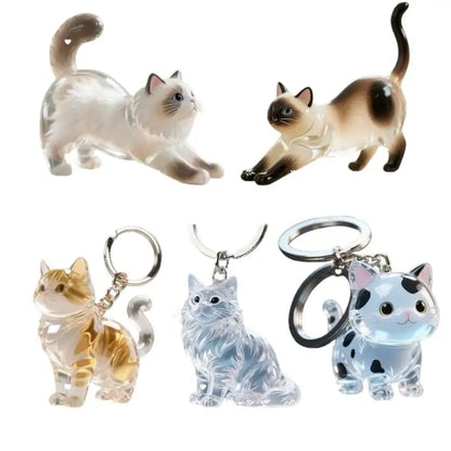 Cute Cat Hair Storage Keychain Bag Pendant Transparent Pet Fur Keepsake Capsule Souvenir Collection Gift Decoration Accessories