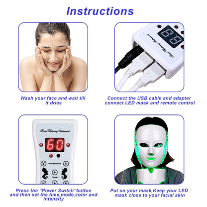 7 Colors LED Face Neck Mask  Whitening  Anti-Wrinkle LED Skin Care Anti Acne Removal Mask Face Mask Beauty SPA Wrinkle Remover