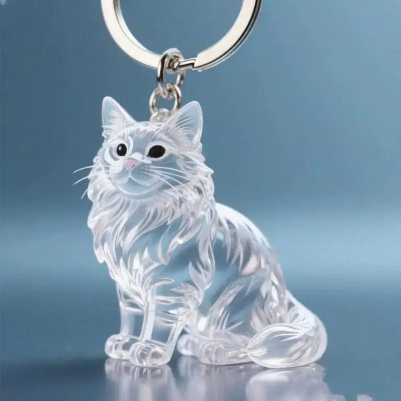 Cute Cat Hair Storage Keychain Bag Pendant Transparent Pet Fur Keepsake Capsule Souvenir Collection Gift Decoration Accessories