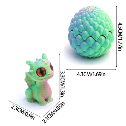 Cute Mini 3D Printing Dragon + Egg Toy Set Creative Simulation Dragon Egg Model Easter Home Decoration Ornaments Children Gifts
