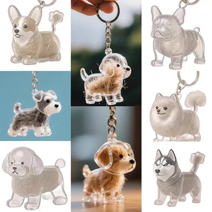 Dog Cat Hair Keychain Fur Container To Fill with Key Ring Accessories Capsule Pendant Storage Bag Pet Put in Keepsake Poodle