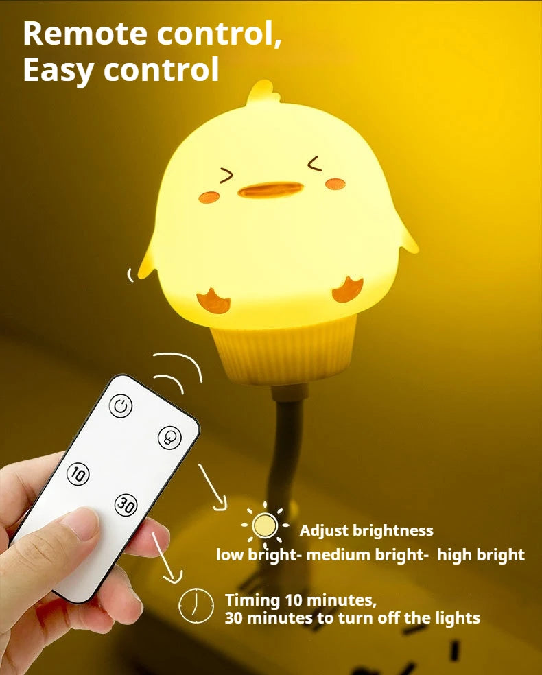 USB Night Light LED Cute Cartoon Night Lamp Bear Chick Kitten Remote Control for Baby Kid Bedroom Decoration Bedside Lamp