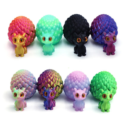 Cute Mini 3D Printing Dragon + Egg Toy Set Creative Simulation Dragon Egg Model Easter Home Decoration Ornaments Children Gifts