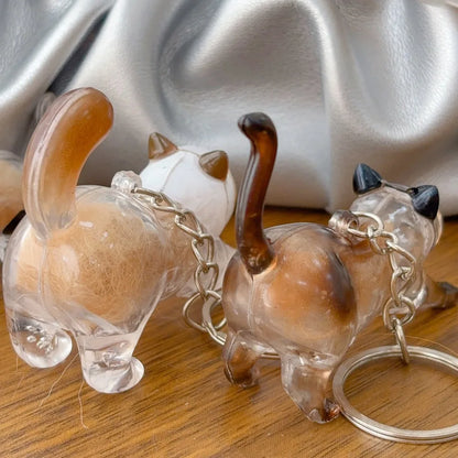 New Cat Hair Storage Keychain Bag Pendant Transparent Pet Fur Keepsake Capsule Souvenir Collection Gift Decoration Accessories