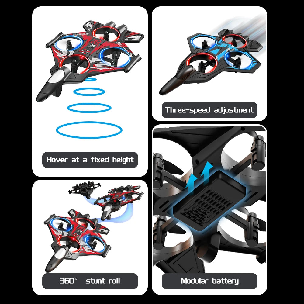YL86 RC Plane with Camera Helicopter Three speed switching Aircraft Rolling at 360 ° Hover at Fixed Height RC Fighter Drone Toys