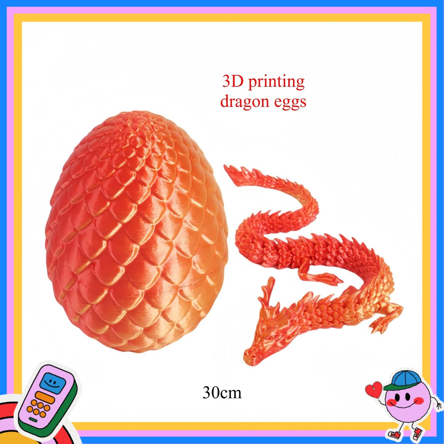 3D Printed Dragon Eggs, Containing Little Dragons, Easter 3D Movable Eggs, Stress-Relieving Toys, Surprise Printed Animal Toys