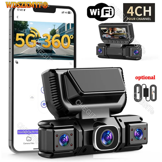 New WIFI 4Channel 360 Degree  Car Dvr 1080P Video Recorder WiFi APP Dashcam 24h Parking Monitor Rear View Camera Car Recorder