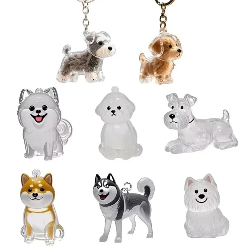 Dog Cat Hair Keychain Fur Container To Fill with Key Ring Accessories Capsule Pendant Storage Bag Pet Put in Keepsake Poodle
