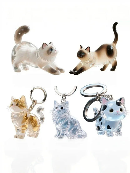 Cute Cat Hair Storage Keychain Bag Pendant Transparent Pet Fur Keepsake Capsule Souvenir Collection Gift Decoration Accessories