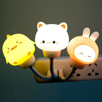 USB Night Light LED Cute Cartoon Night Lamp Bear Chick Kitten Remote Control for Baby Kid Bedroom Decoration Bedside Lamp
