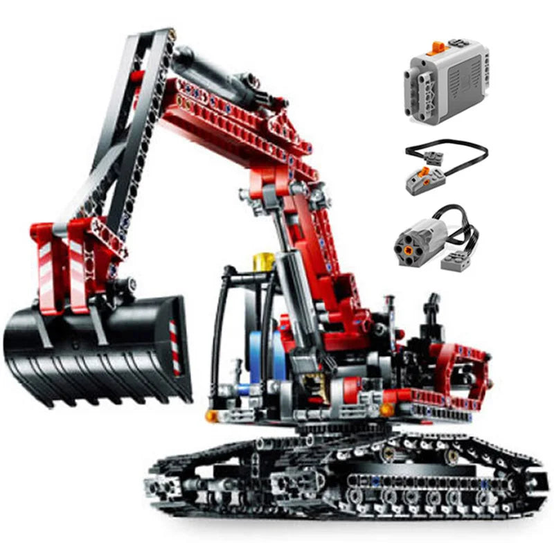 720 Piece Bricks Motorized Excavator Tracked Dumper Technical Model Building Blocks Boy Birthday Gifts Kids Toys For Children