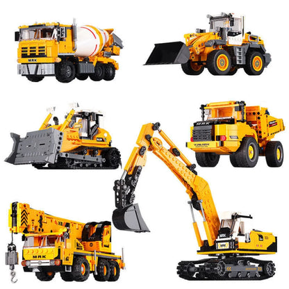 City technical MOC WheelLoader Car Heavy Mining Truck Crane Building Blocks DIY Engineering Excavator Bricks Toy For Children