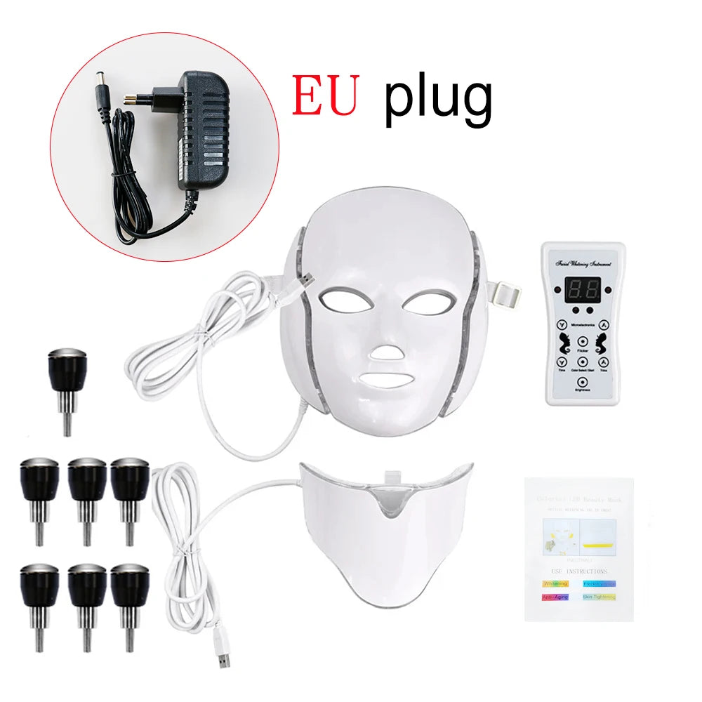 7 Colors LED Face Neck Mask  Whitening  Anti-Wrinkle LED Skin Care Anti Acne Removal Mask Face Mask Beauty SPA Wrinkle Remover