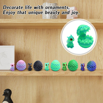 Cute Mini 3D Printing Dragon + Egg Toy Set Creative Simulation Dragon Egg Model Easter Home Decoration Ornaments Children Gifts