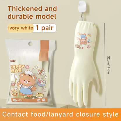 Household Cleaning Gloves 3Pairs Cute Reusable Kitchen Dishwashing Gloves Waterproof Non-Slip Ideal for Dishes Household Chores