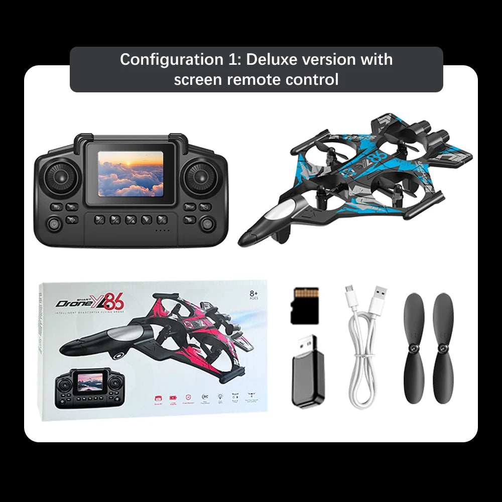 YL86 RC Plane with Camera Helicopter Three speed switching Aircraft Rolling at 360 ° Hover at Fixed Height RC Fighter Drone Toys
