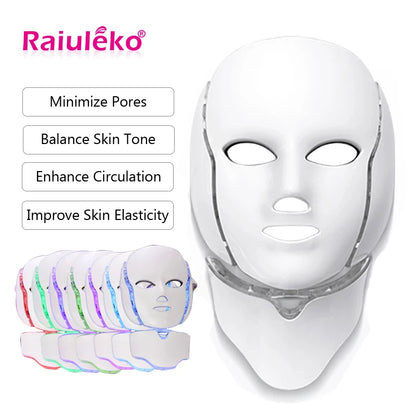 7 Colors LED Face Neck Mask  Whitening  Anti-Wrinkle LED Skin Care Anti Acne Removal Mask Face Mask Beauty SPA Wrinkle Remover