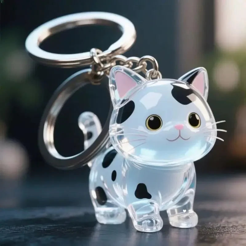 Cute Cat Hair Storage Keychain Bag Pendant Transparent Pet Fur Keepsake Capsule Souvenir Collection Gift Decoration Accessories